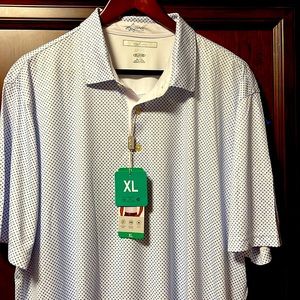 Brand New Greg Norman Shark 🦈 ML 75 Fabric White luxurious hand, Play Dry Polo!